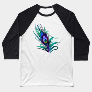 Single Peacock Feather Baseball T-Shirt